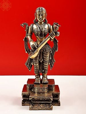 14" Standing Devi Saraswati | Handmade