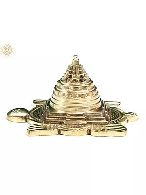 3" Small Brass Shri Yantra on Turtle | Handmade