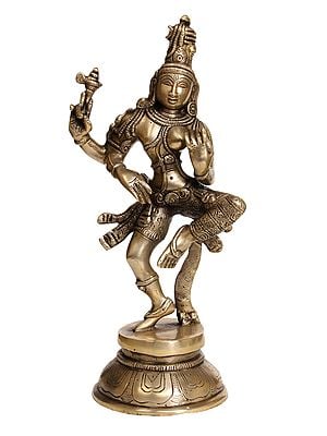 12" Dancing Ardhanarishvara Brass Sculpture | Shiva Shakti Statue