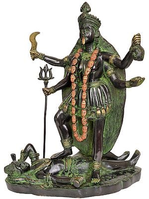 14" Mother Goddess Kali Brass Sculpture | Handmade | Made in India