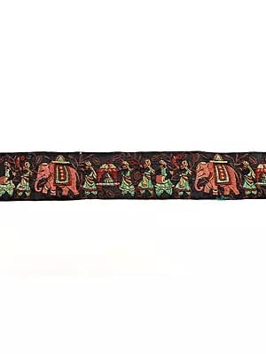 Fabric Border with Thread Embroidered Wedding Procession