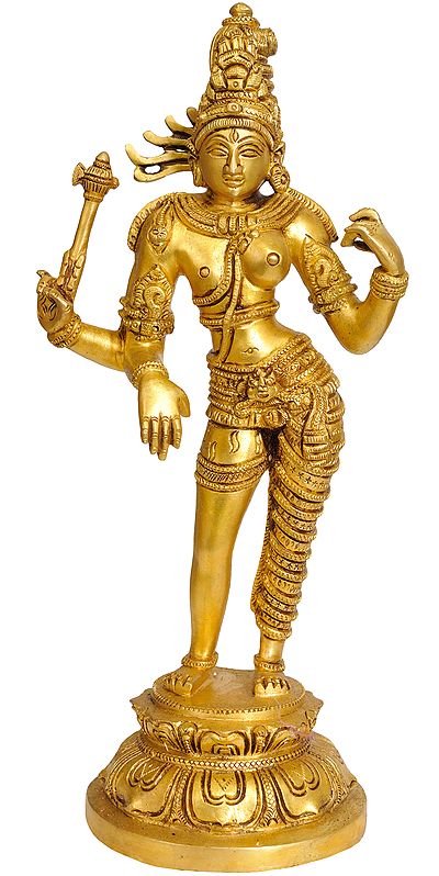 12" Ardhanarishvara (Shiva-Shakti) In Brass | Handmade | Made In India