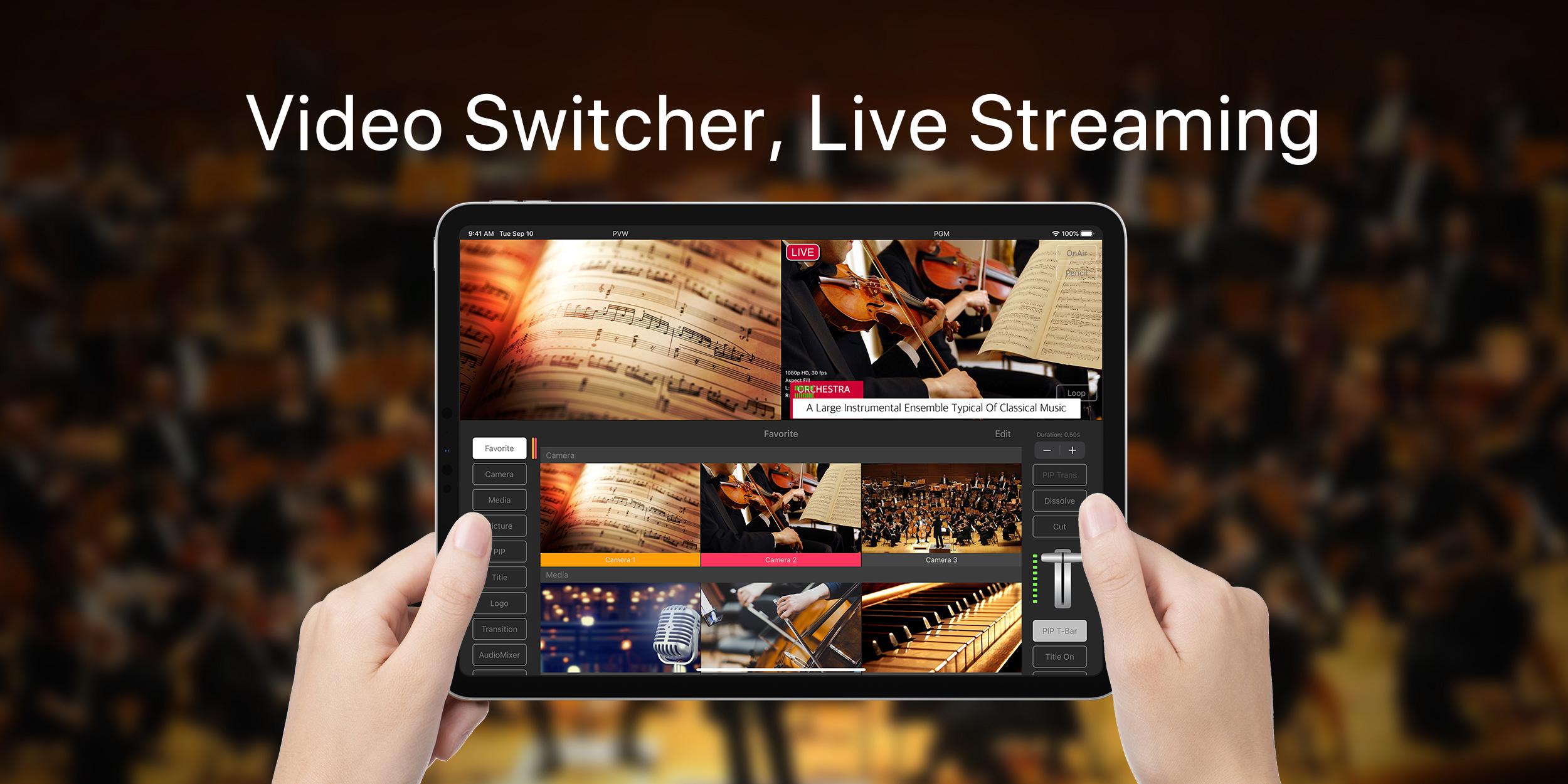 TopDirector, Live Production for NDI on iOS & iPadOS for MultiCam Switcher and Live Stream