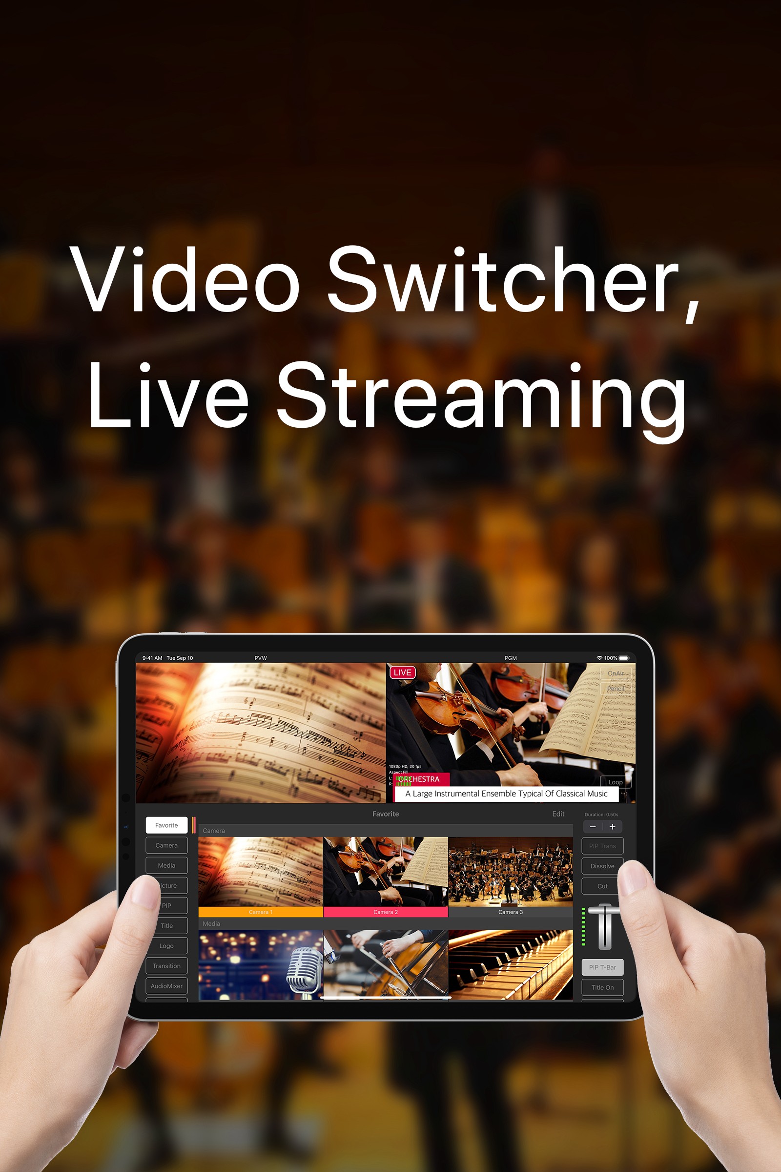 TopDirector, Live Production for NDI on iOS & iPadOS for MultiCam Switcher and Live Stream