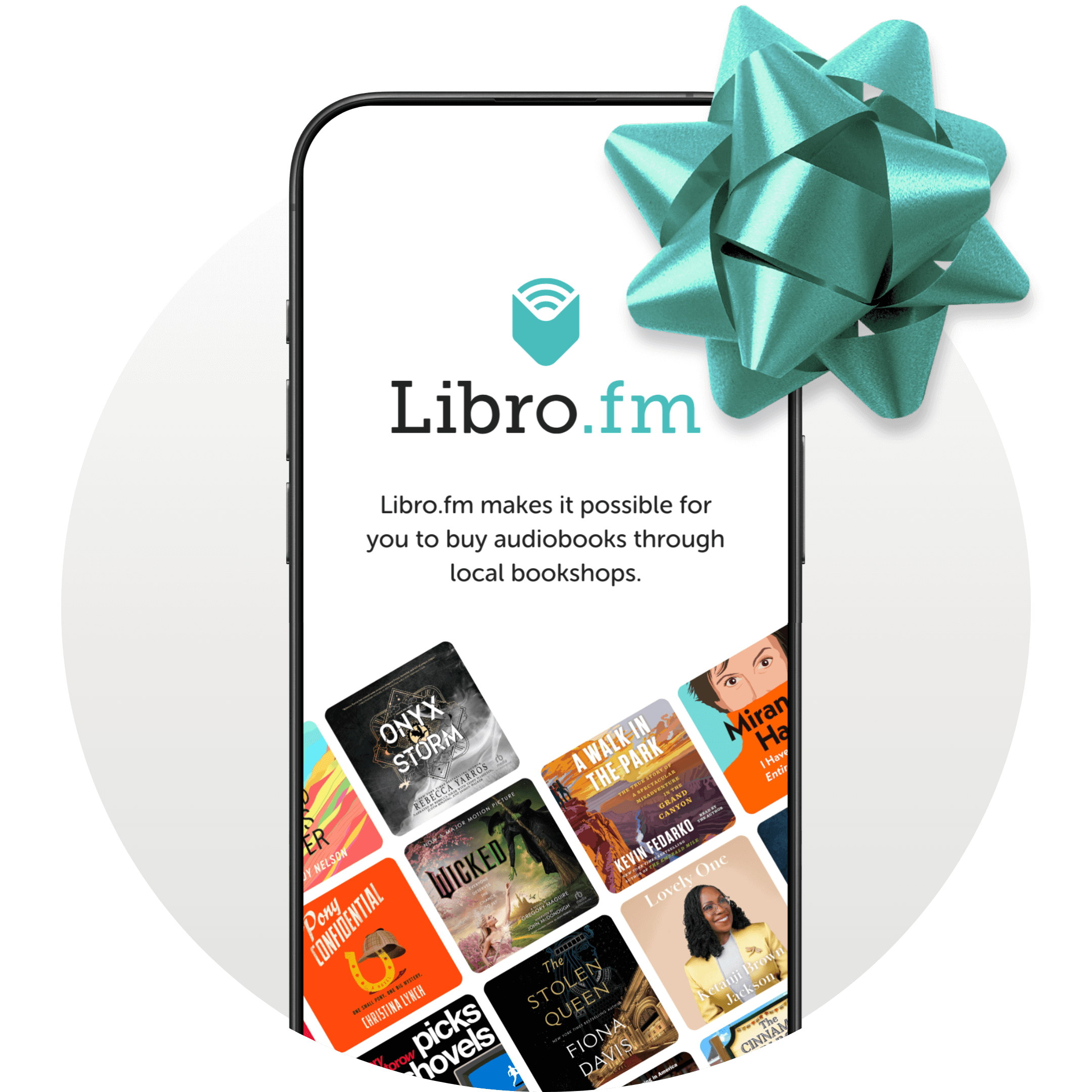 Libro.fm app with gift bow