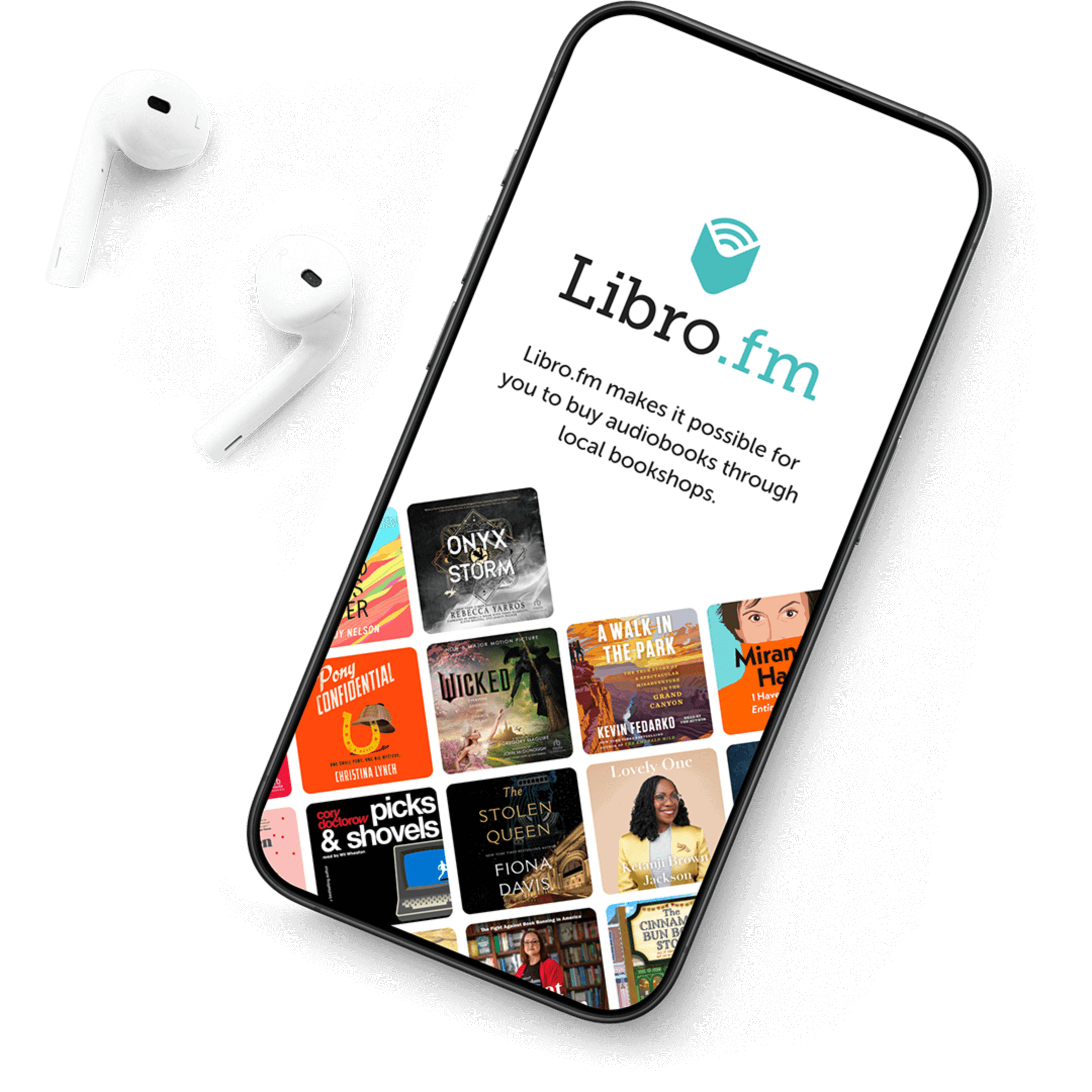 Libro.fm app with headphones