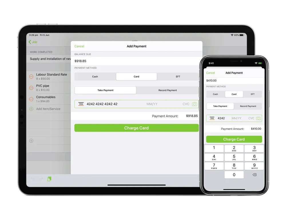 Card payment processing on Ipad and iPhone apps