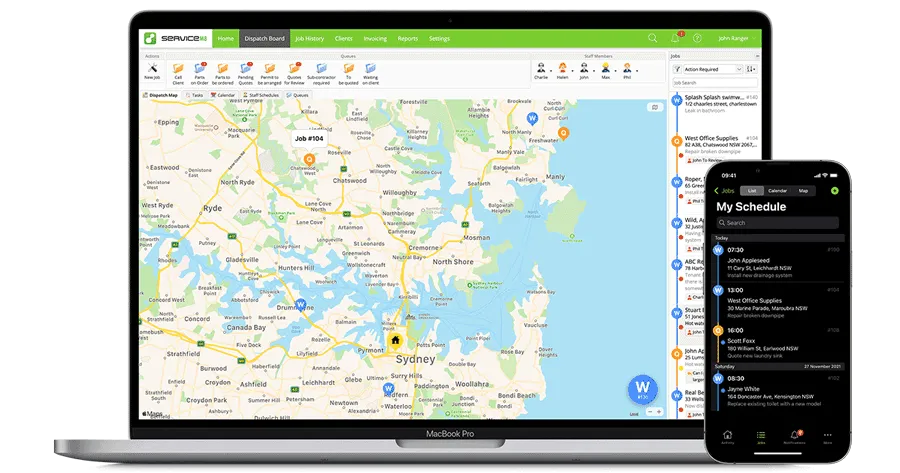 ServiceM8 on MacBook and iPhone