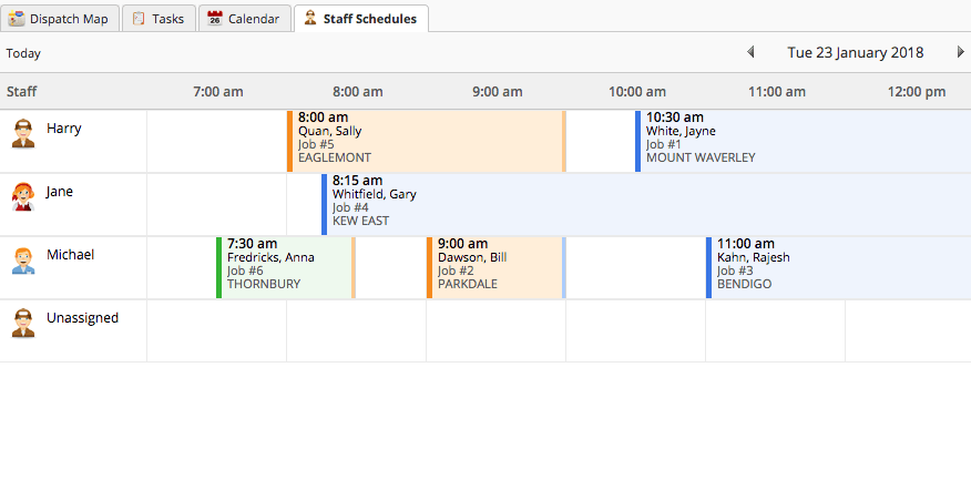 Plumber schedules in ServiceM8