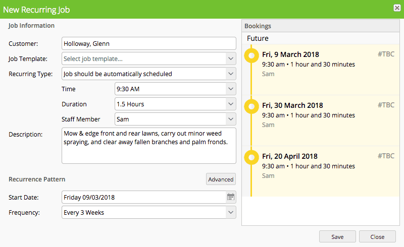 Lawn Care Recurring Job scheduling in ServiceM8