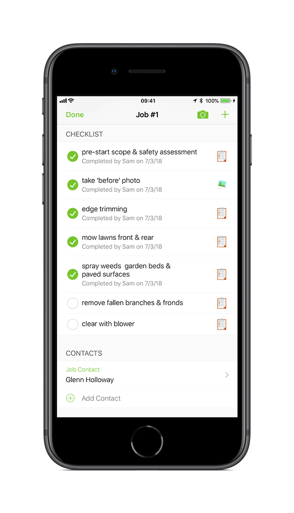 Garden care job checklist on ServiceM8 app