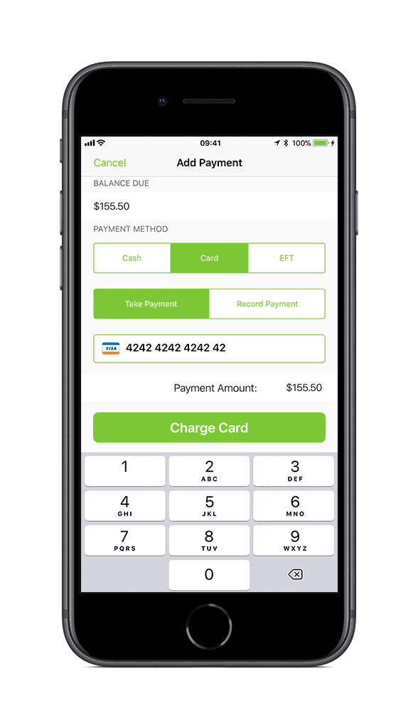 card payment for appliance repair job in ServiceM8 app