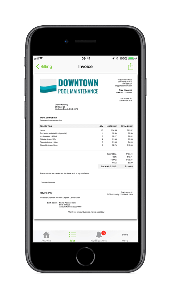 Pool Service Invoice