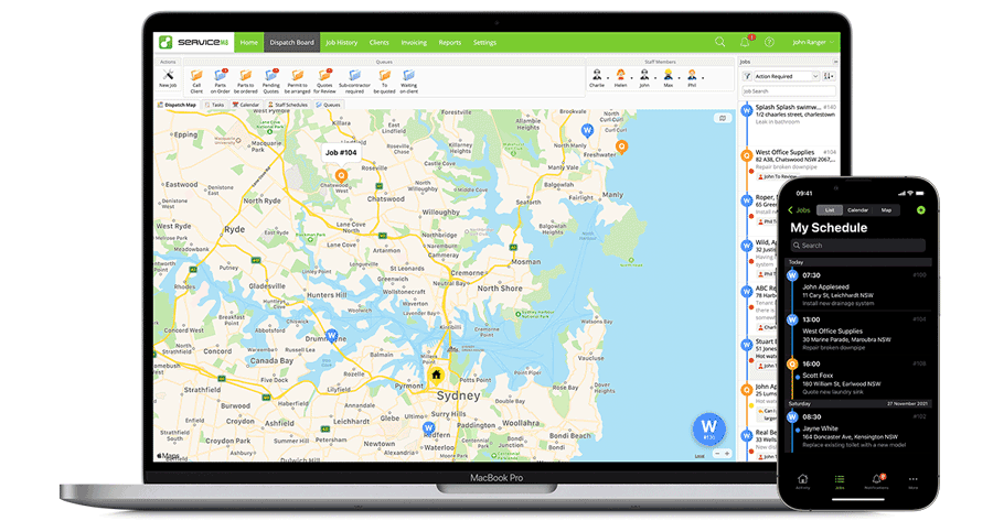 ServiceM8 on iPhone, iPad and MacBook