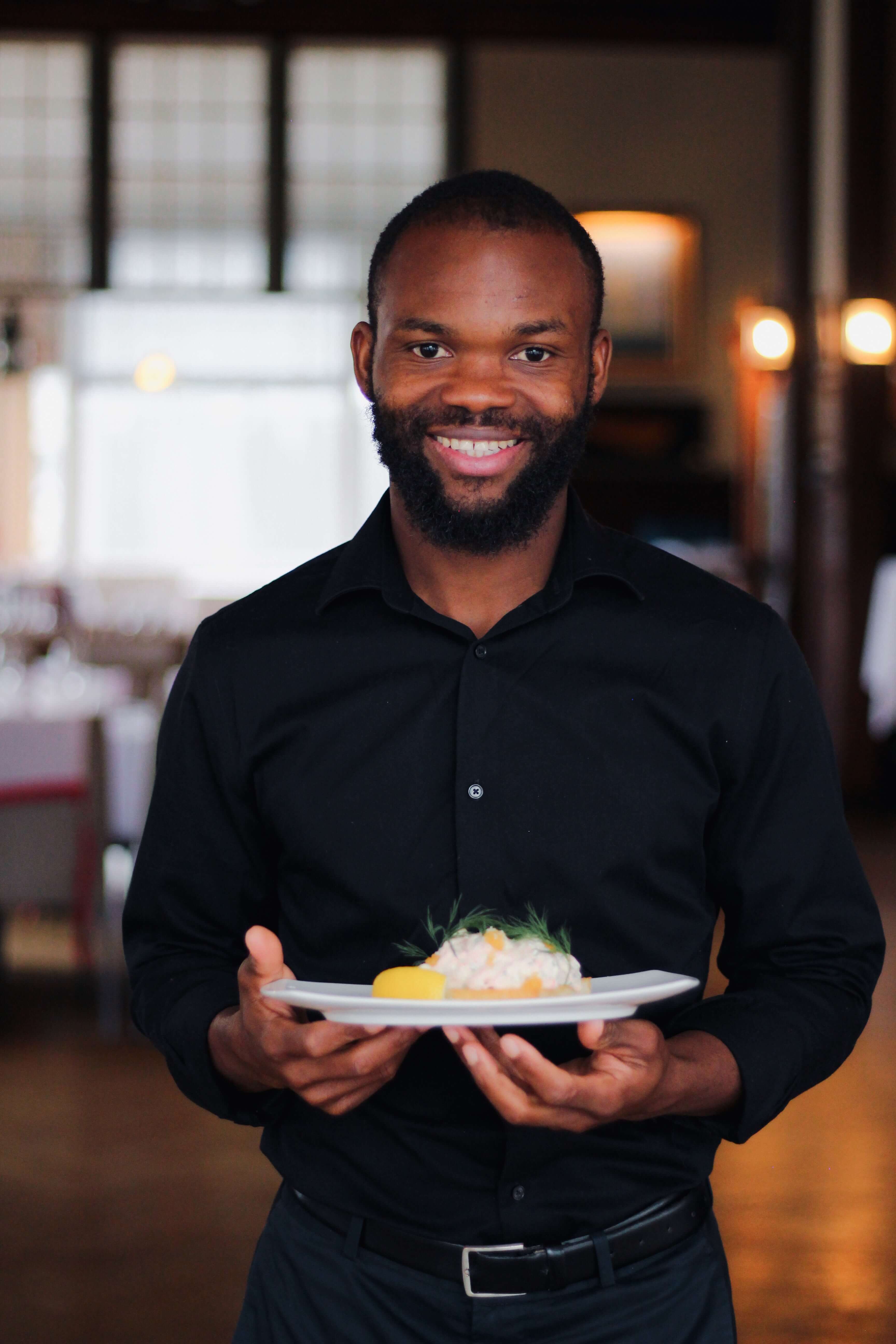 Picture of waitress serving food