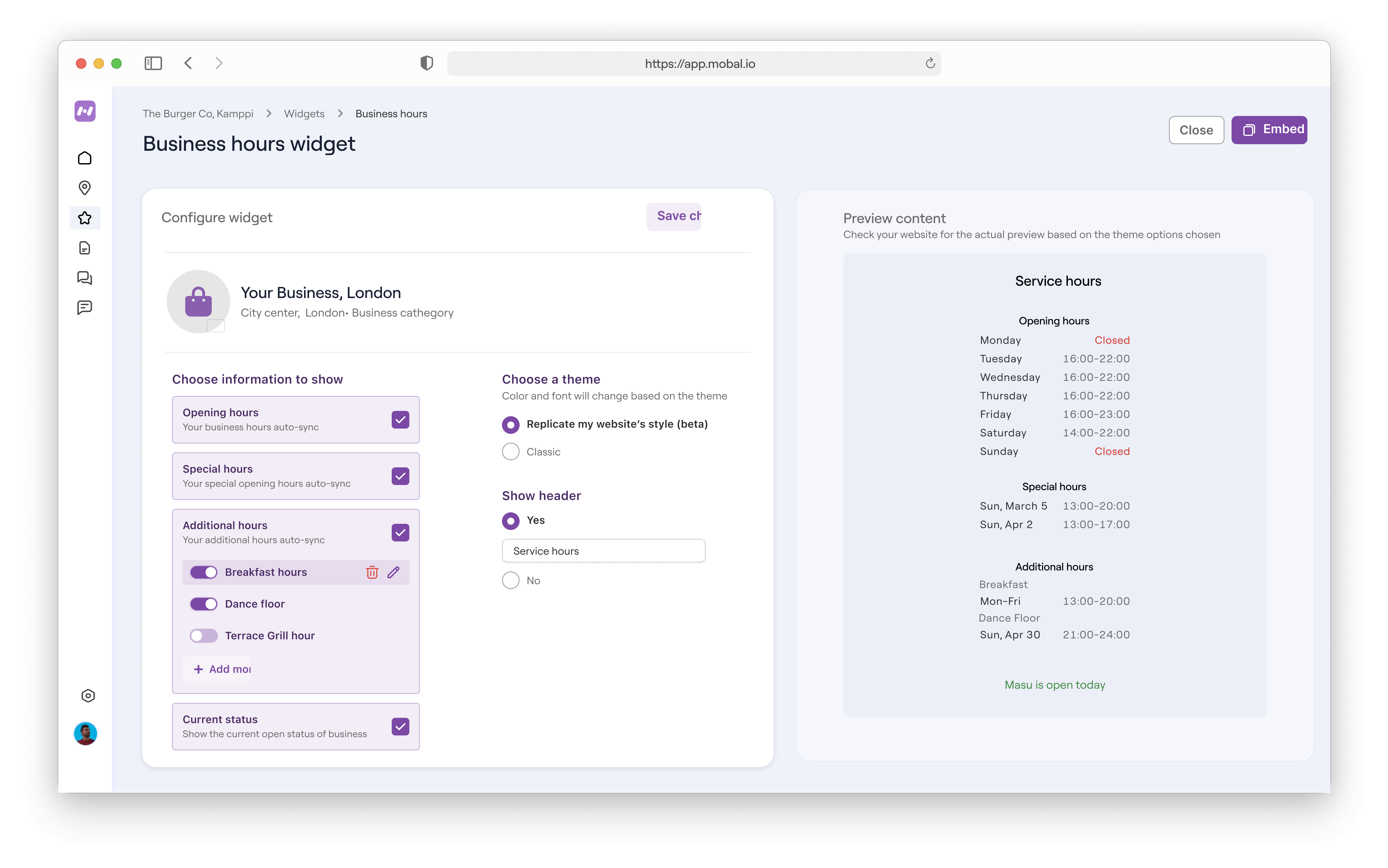 Update Opening Hours Online From Mobals Platform