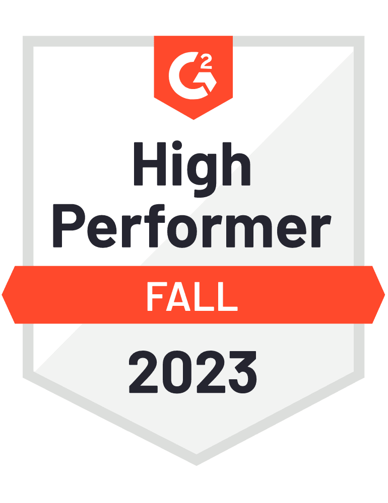 G2 Logo for high performer Fall 2023 