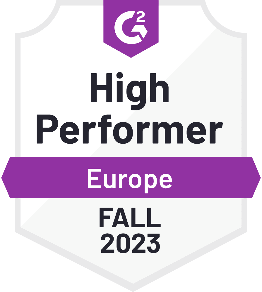 G2 Logo for high performer in Europe Fall 2023 