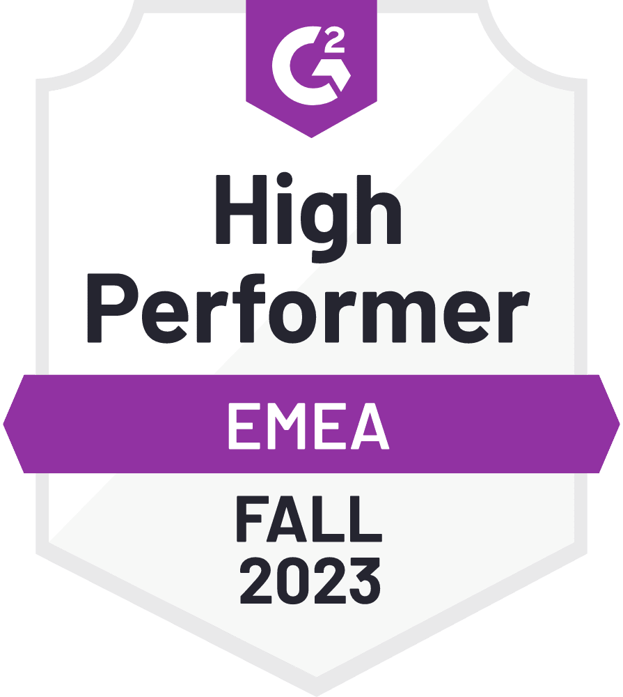 G2 Logo for high performer Fall 2023 in EMEA 