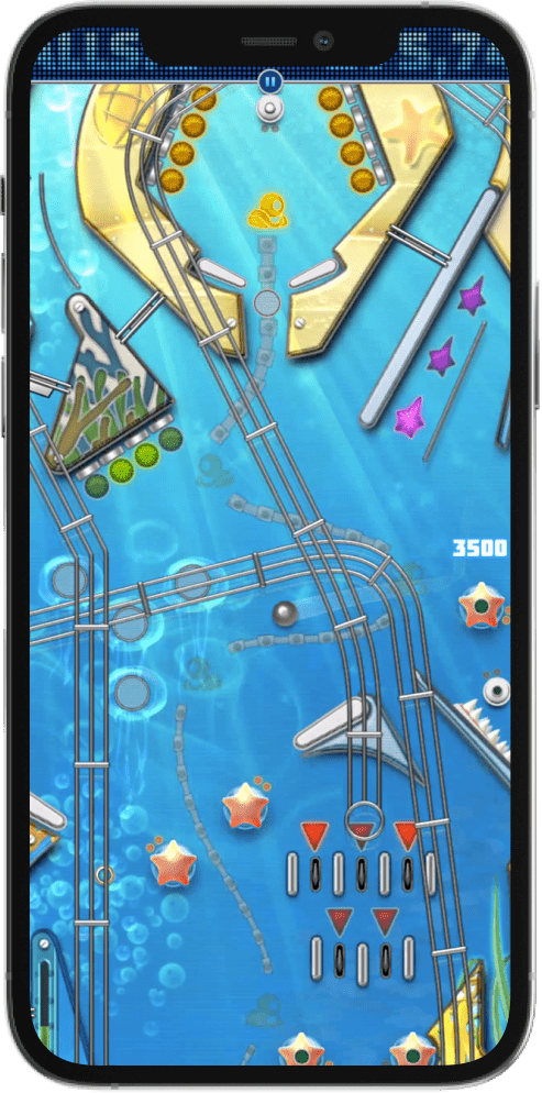 Iphone mockup showing pinball deluxe