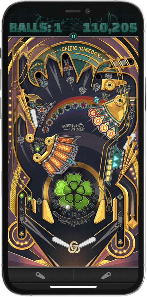 Iphone mockup showing pinball deluxe