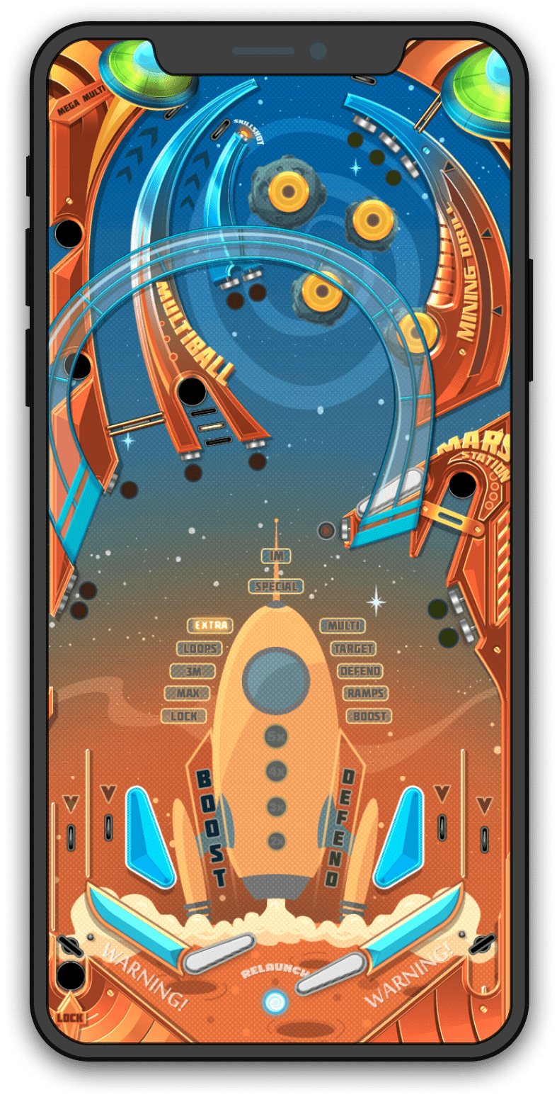 Iphone mockup showing pinball deluxe