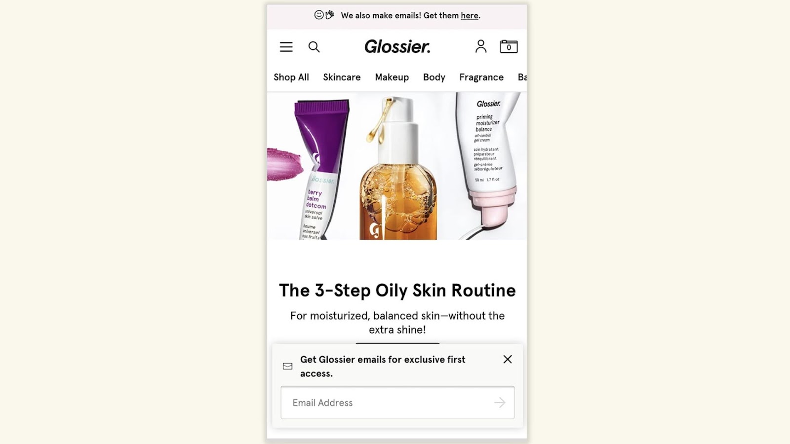 glossier on mobile 