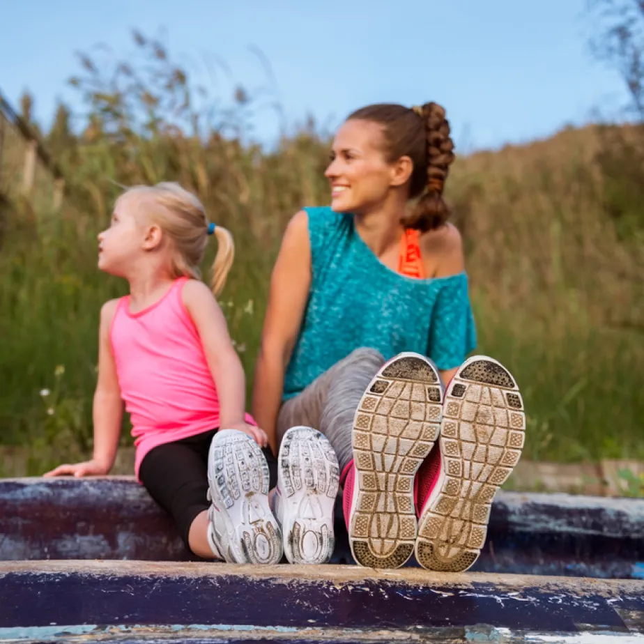 Woman and daughter after run