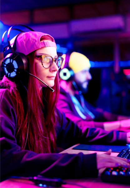 A person playing a online game in group chat