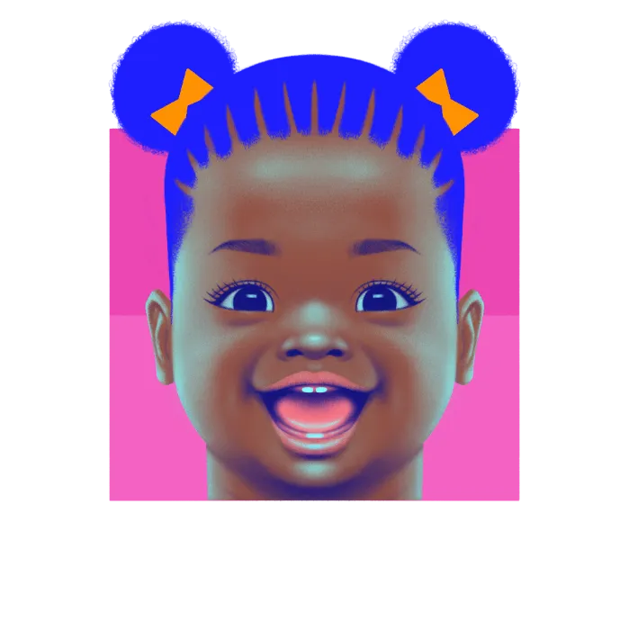 a digital painting of a child's face with ears