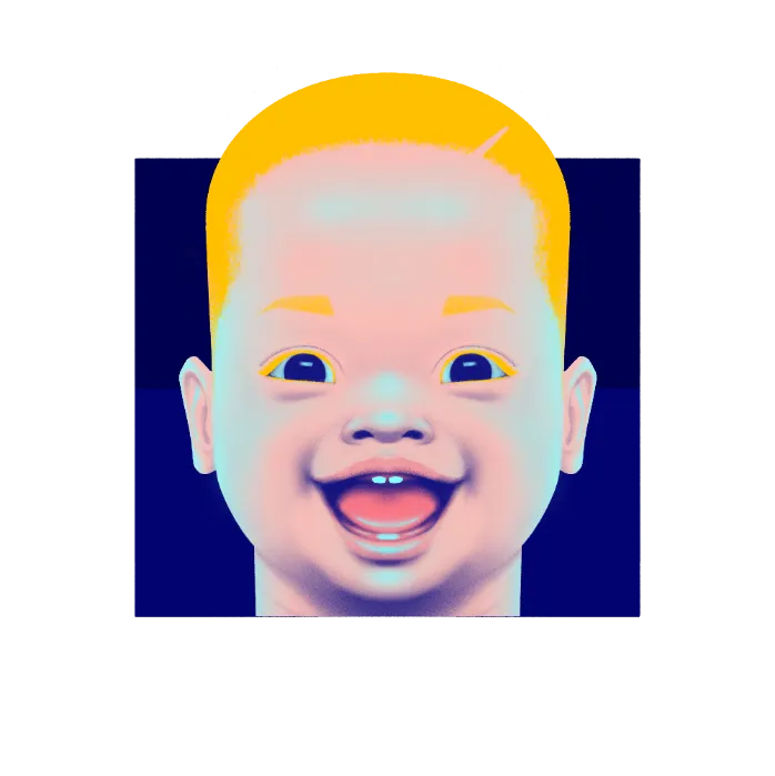 a digital image of a smiling child