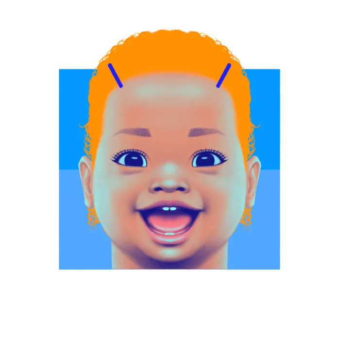 a digital image of a smiling baby