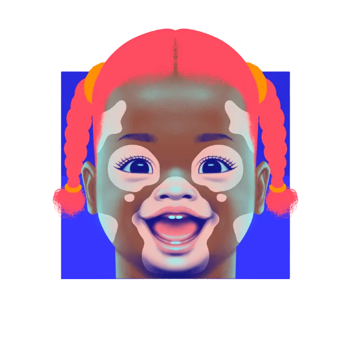 a digital image of a child's face with red hair