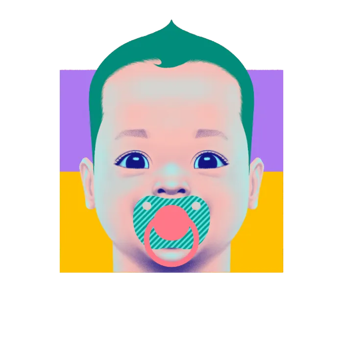 a baby with a pacifier in his mouth