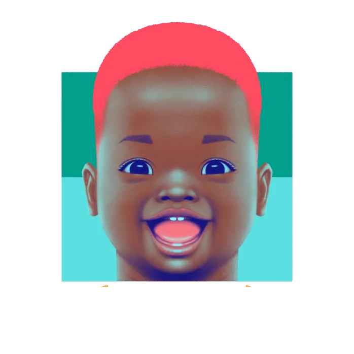 a digital image of a smiling baby