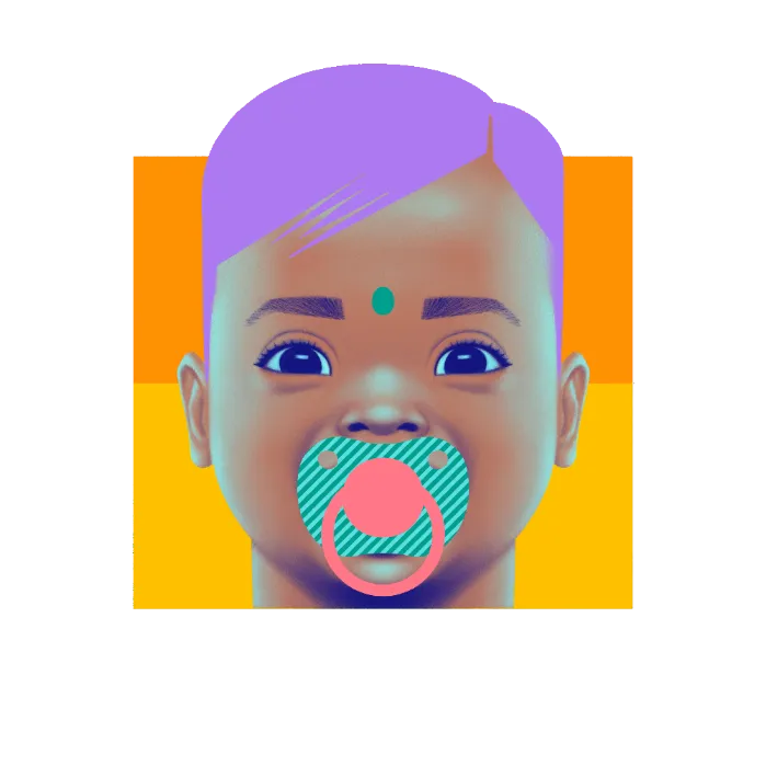 a baby with a pacifier in its mouth