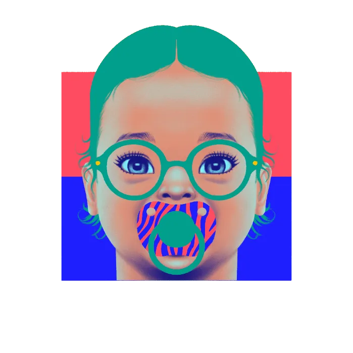 a child with glasses and a fake mouth