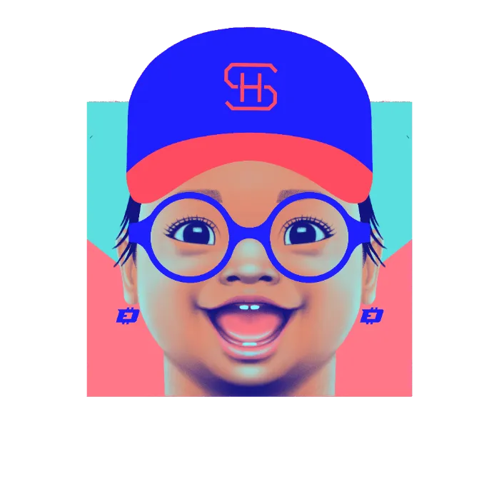 a digital painting of a child wearing a baseball cap and glasses