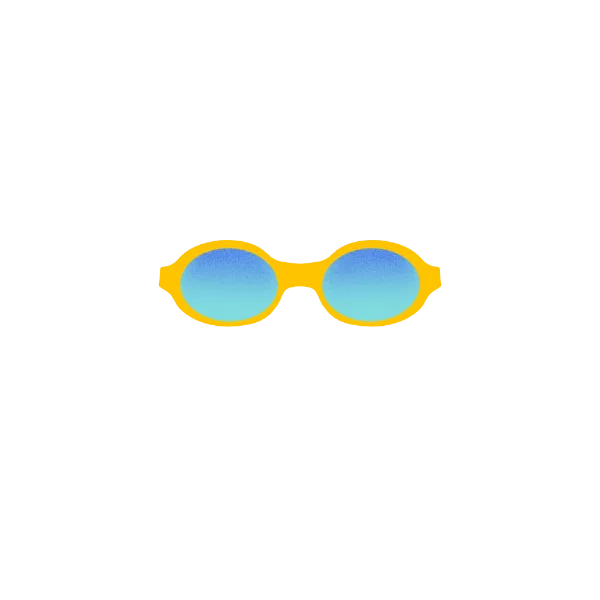 a pair of yellow sunglasses with blue lenses