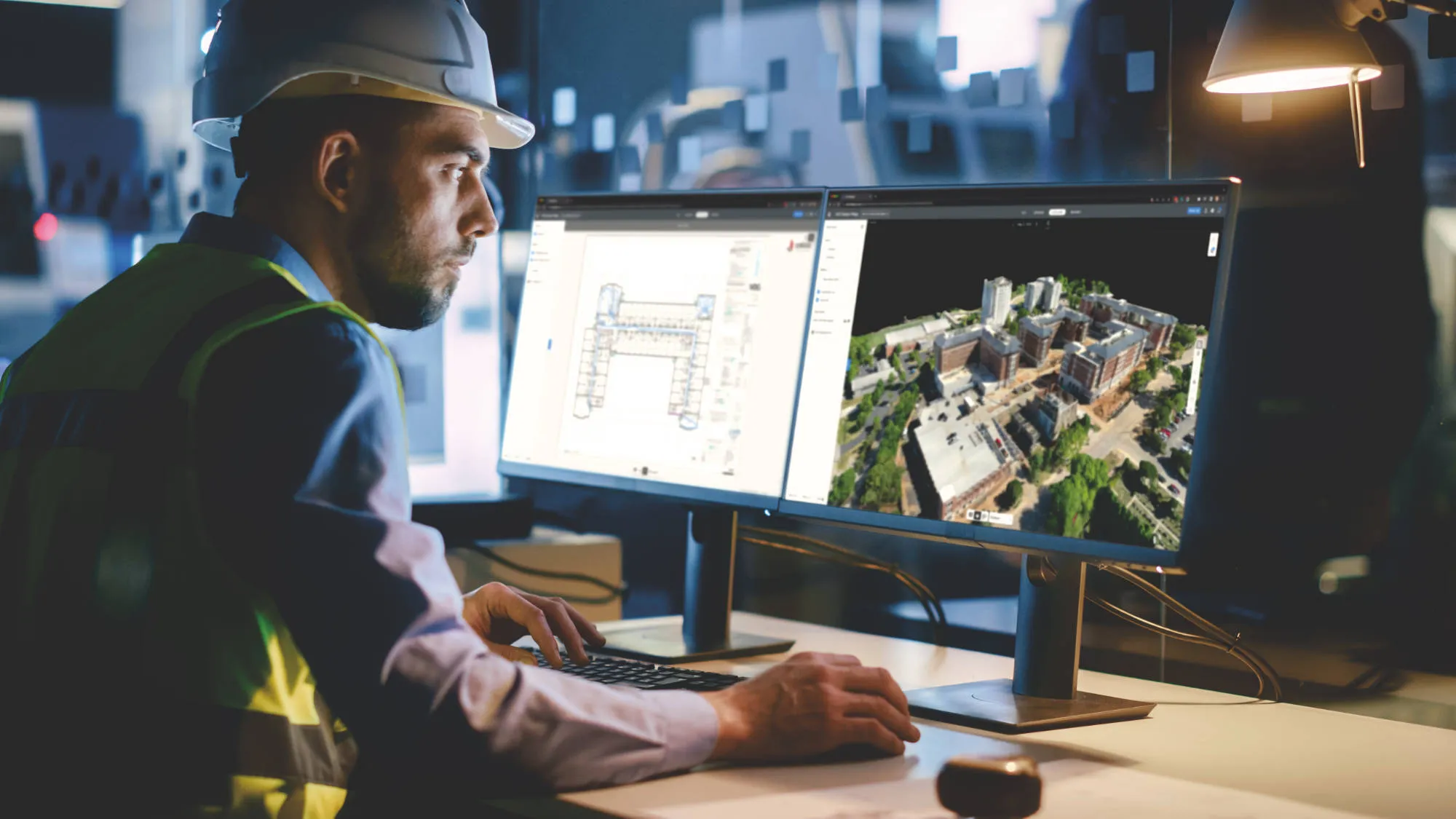 Construction worker using DroneDeploy’s unified reality capture platform