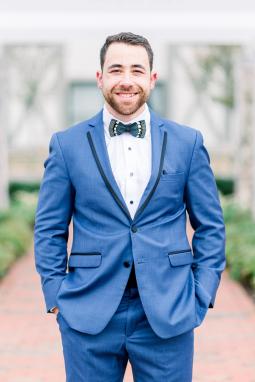 Mystic Blue Edge Notch Lapel Tuxedo - Image by Caitlin Gilbert Photography