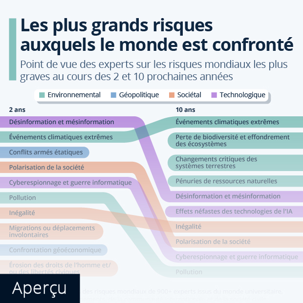 Les plus grands risques mondiaux au cours de la prochaine décennie - Infographie