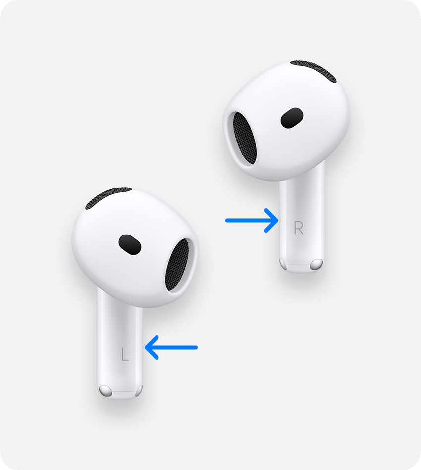 سماعات AirPods تعرض الموقع الذي يجب الضغط عليه على الساق