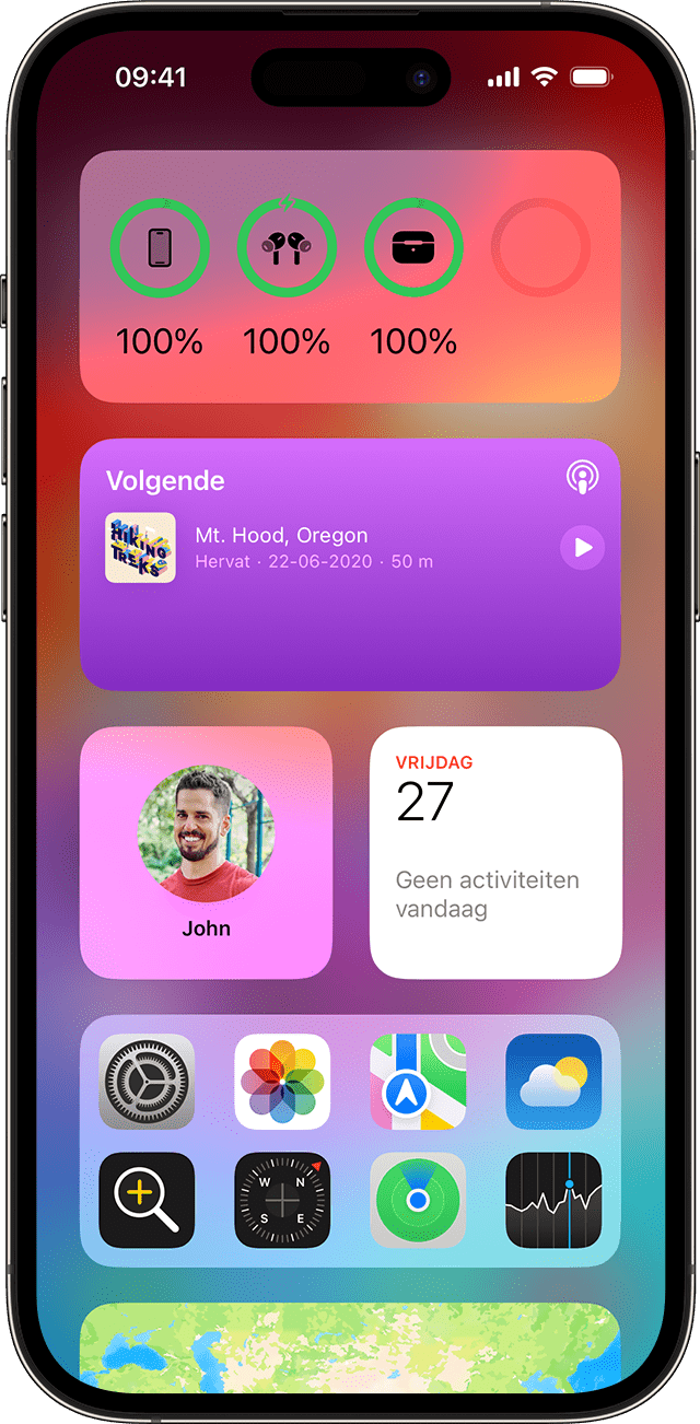 De Batterijen-widget van een iPhone gebruiken om het batterijpercentage te controleren