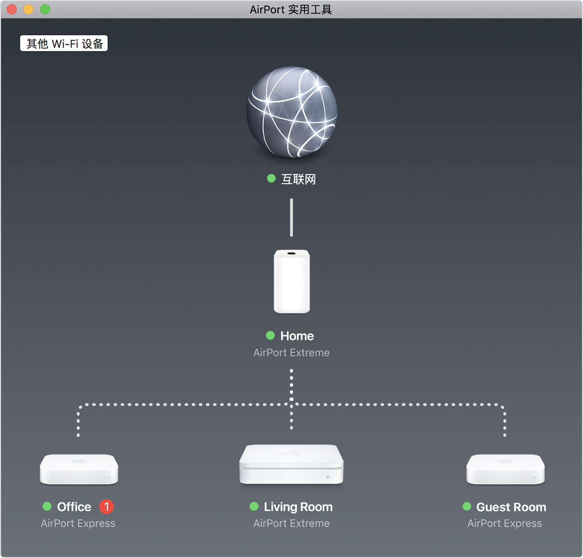 Mac 上的 AirPort 实用工具