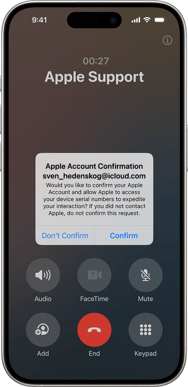 Touchez la notification pour confirmer votre compte Apple