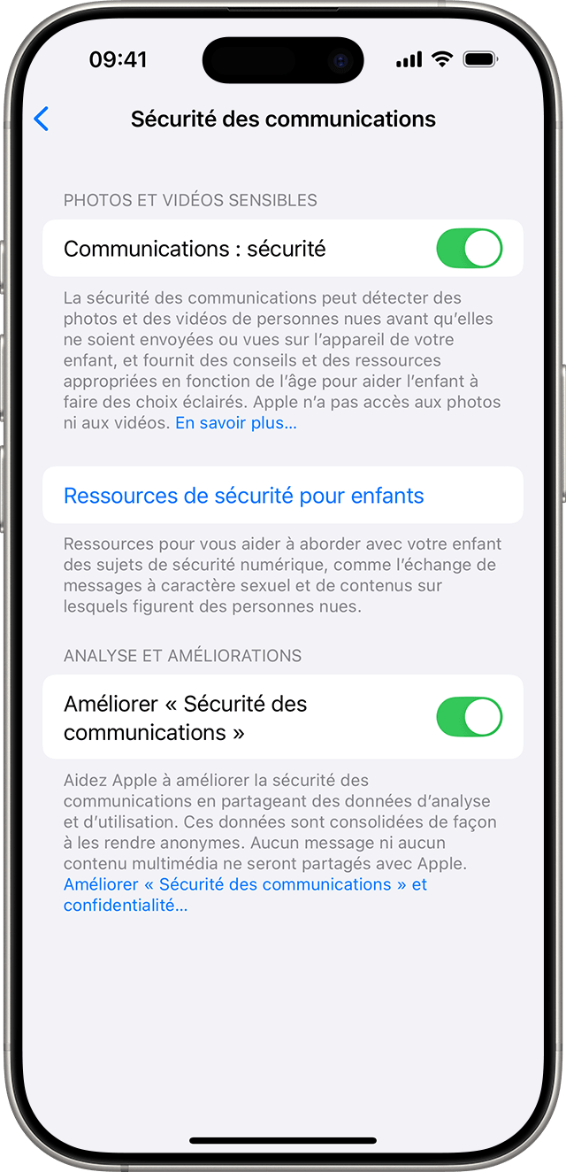 Dans les réglages d’iPhone, activez Sécurité des communications.