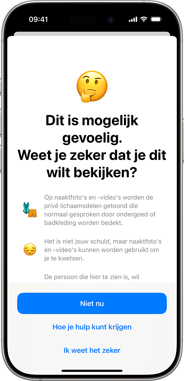 Communicatieveiligheid zorgt ervoor dat het kind potentiële gevoelige inhoud wil bekijken en biedt manieren om hulp te krijgen.