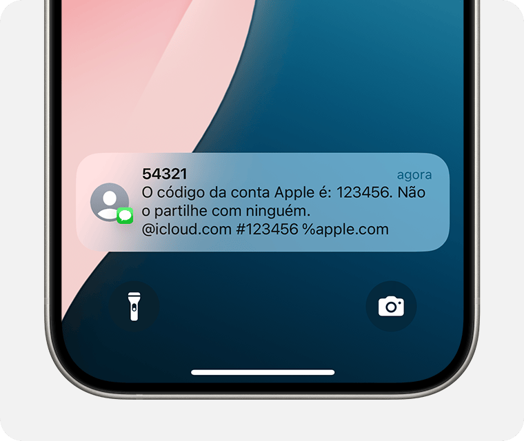 Um código de confirmação é apresentado num iPhone fidedigno