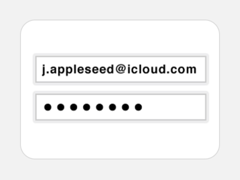 brugernavn, der viser j.appleseed@icloud.com